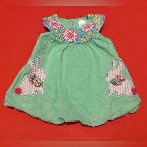 Nursery Rhyme Mint Green Easter bunny Bubble hem Dress Baby Girl 3-6 month 3m 6m
